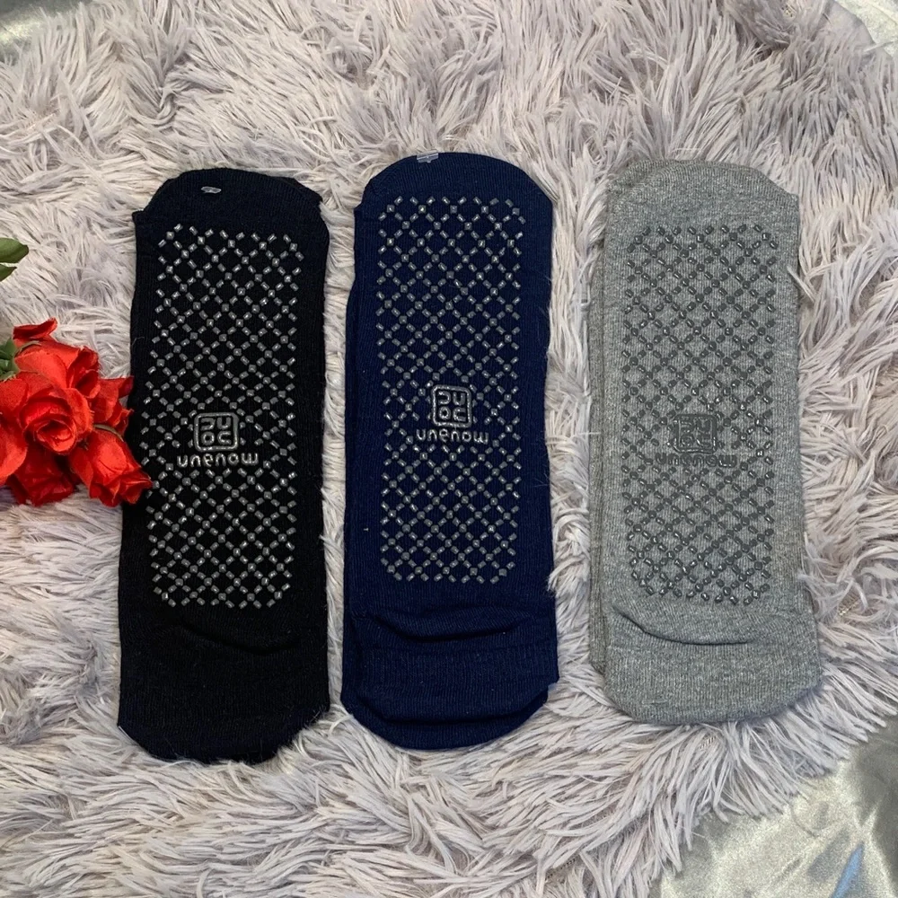 🌹unemow • Grip No-Show Socks - Black, Navy, Gray • yoga • Pilates